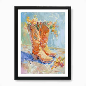 Cowboy Boots And Wildflowers Beechdrops Art Print