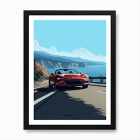 A Mazda Mx 5 Miata In The Pacific Coast Highway Car Illustration 4 Art Print