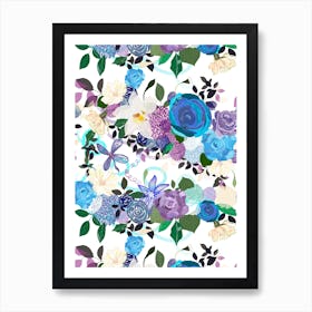 Blue Purple Roses Art Print