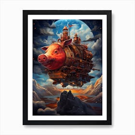 Steampunk Pig Art Print