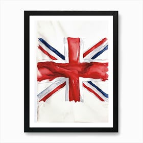 An Authoritative Watercolor Render Of The Distinguished United Kingdom Flag With Its Deep Red Cross Art Print