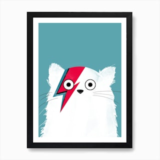 Cat Bowie White Version Art Print