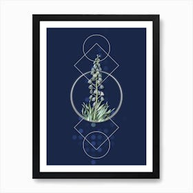 Vintage Persian Lily Botanical with Geometric Line Motif and Dot Pattern n.0129 Art Print