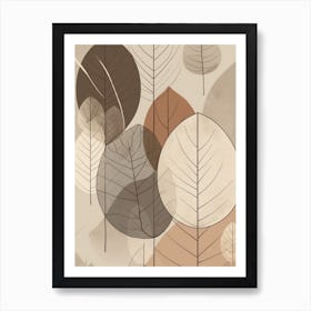 Leaf Pattern Beige Art Print
