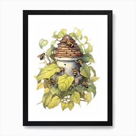 Leafcutter Beehive Watercolour Illustration 1 Art Print