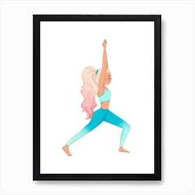 Yoga Girl Blue Leggings Art Print