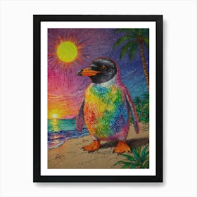 Penguin On The Beach Art Print