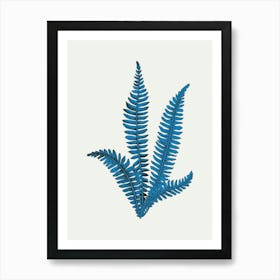 Blue Botanical Leaf Print 2 Art Print