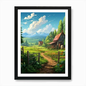 Countryside Pixel Art 2 Art Print