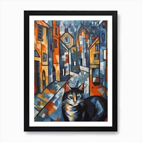 Painting Of Paris With A Cat In The Style Of Cubism, Picasso4 Art Print