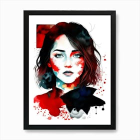 Girl With Red Face Art Print