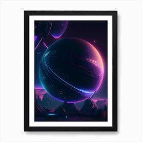 Libra Planet Neon Nights Space Art Print