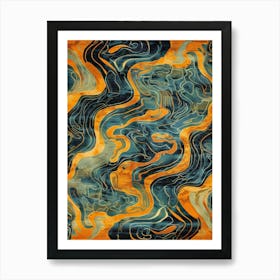 Blue And Orange Swirls Art Print