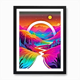 Psychedelic Landscape In Rainbow Colors Art Print