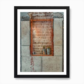 Window Sealed With Red Bricks In An Abandoned Building 1 Art Print