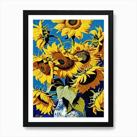 Sunflowers In A Vase van gogh style 1 Art Print
