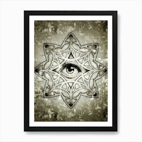 Eye mandala, geometric pattern, abstract texture, wisdom, world eye, dark , style print Art Print