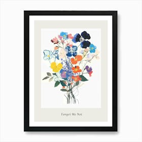 Forget Me Not 2 Collage Flower Bouquet Poster Art Print