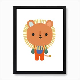 Cute Lion Playful Illustration Art Print