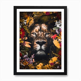 The Lion King In Flowers Art Print