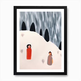 Mountains, Tiny People And Illustration 6 Art Print