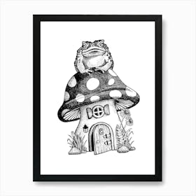 Toadstool Fairy House Sketch Art Print