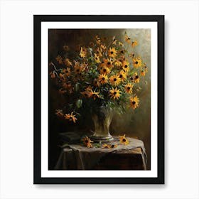 Baroque Floral Still Life Black Eyed Susan 1 Art Print