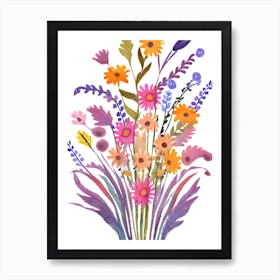 Watercolor Flowers In A Vase Art Print