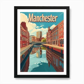 Aihrgdesign A Retro Travel Poster For Manchester Featuring Th 401d1fc9 1d4d 4652 8357 F4721af26148 2 Art Print