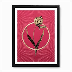 Gold Didier's Tulip Glitter Ring Botanical Art on Viva Magenta n.0041 Art Print