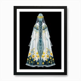 Back View Of A Woman In A Dress Art Print