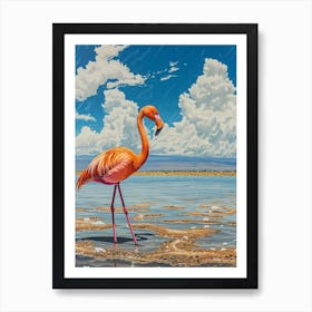 Greater Flamingo Lake Natron Tanzania Tropical Illustration 5 Art Print