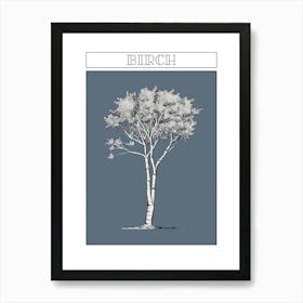 Birch Tree Minimalistic Drawing 2 Poster Art Print