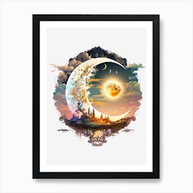 Moon and sun fairy tale Art Print