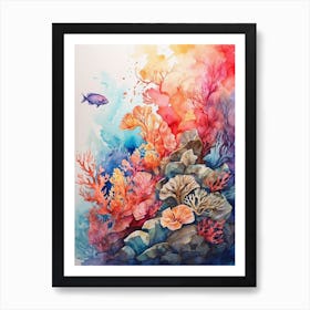 Coral Reef Watercolor Painting Art Print