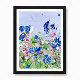 Little Blue Flowers Art Print