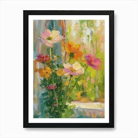 Pansy Flowers On A Cottage Window 1 Art Print