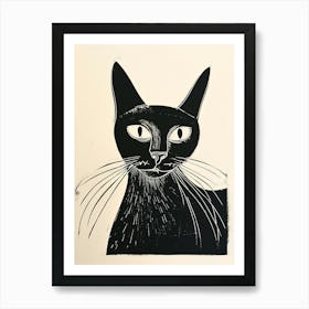Balinese Cat Linocut Blockprint 4 Art Print