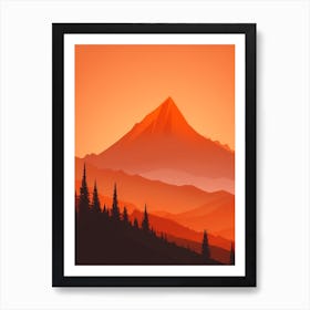 Misty Mountains Vertical Background In Orange Tone 9 Art Print