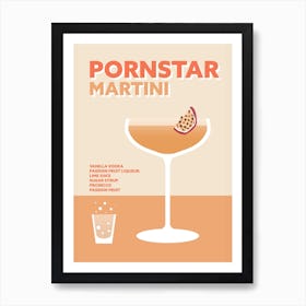 Pornstar Martini Cocktail Yellow Colourful Bar Wall Art Print