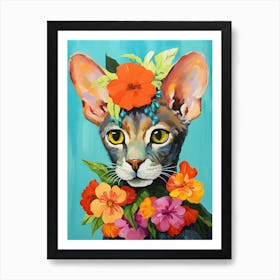 Cornish Rex Cat With A Flower Crown Painting Matisse Style 1 Art Print