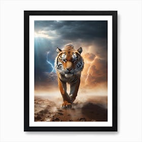 Tiger In The Storm Art Print