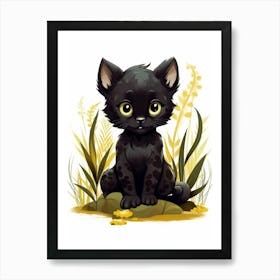 Watercolour Jungle Animal Baby Black Panther 3 Art Print