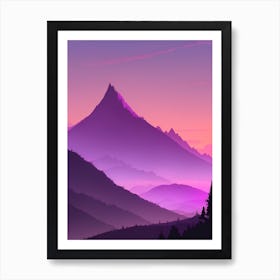 Misty Mountains Vertical Composition In Purple Tone 34 Art Print