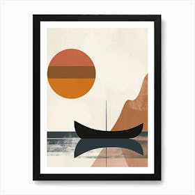 Boat At Sunset, Scandinavian Simplicity Art Print