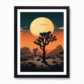 Joshua Tree At Sunset In Gold And Black (2) Art Print