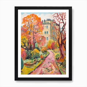 Autumn Gardens Painting Powys Castle And Garden United Kingdom Art Print