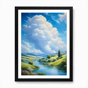 Cumulus Clouds Billowing Gentle Giants Against A Backdrop Of Vivid Azure Sky Tower Over A Varied (2) 1 Art Print