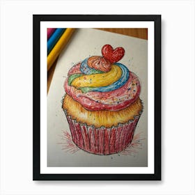 Cupcake Drawing 3 Art Print