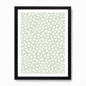 Dots Sage Green And White Art Print